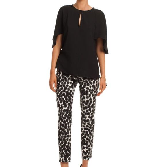 NWT Trina Turk Alee black flutter sleeves cape blouse - Picture 3 of 11